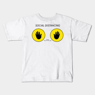 Social distance handprints in yellow circle. Kids T-Shirt